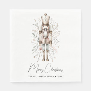 Pink & Gold Frohe WeihnachtsNutcracker Serviette