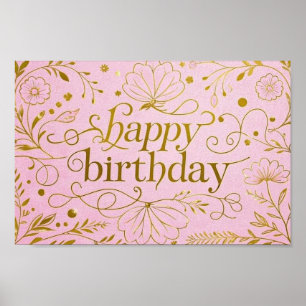Pink Gold Geburtstag luxuriös elegant extravagant Poster