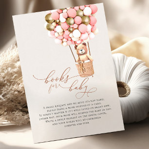 Pink Gold Girls Bear Balloons Baby Books Begleitkarte