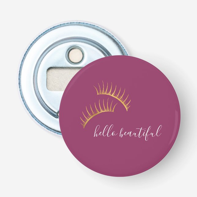 Pink Gold Glam Eyelashes Flaschenöffner (Vorderseite)