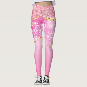 Pink Gold Glam Glitter Bling Trend Leggings