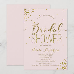 Pink & Gold Glam Glitter-Ecken BRIDAL SHOWER Einladung