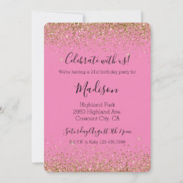 Pink Gold Glam Glitzy Sparkle Glitzer Einladung