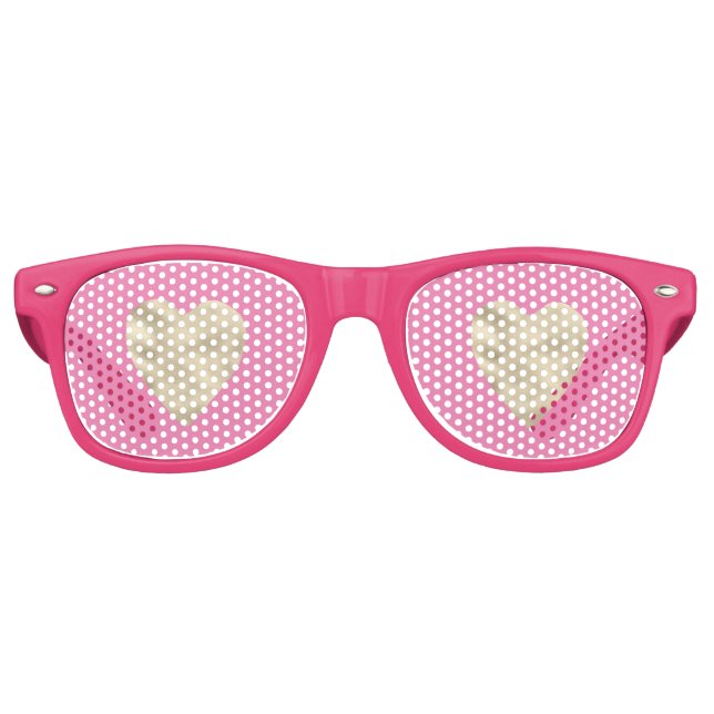 Pink Gold Glam Hearts Partybrille (Vorderseite)