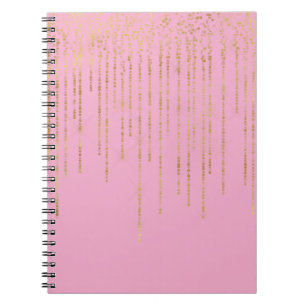 Pink Gold Glam Konfetti Streifen Punkte Notizblock