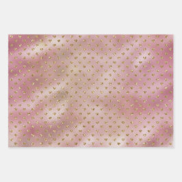 Pink Gold Glam Ombre Gold Glitzer Hearts Geschenkpapier Set