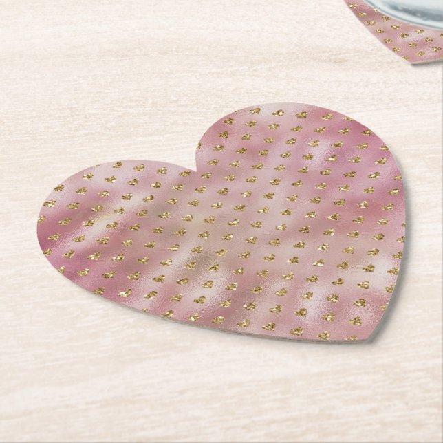 Pink Gold Glam Ombre Gold Glitzer Hearts Untersetzer (angewinkelt)