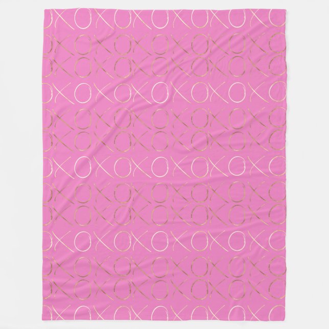 Pink Gold Glam XOXO Fleecedecke (Vorderseite)