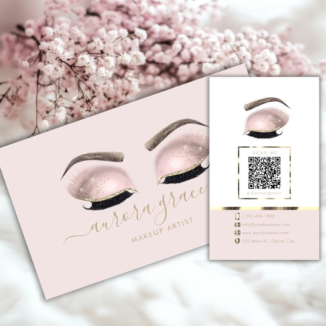 Pink Gold Glamour Makeup Artist Visitenkarte (Von Creator hochgeladen)