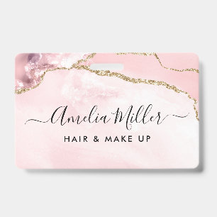 Pink Gold Glitter Achat Frisur Make-up Geschäftsau Ausweis