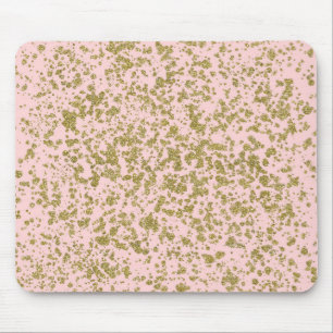 Pink & Gold Glitter Girly Glam Modern Splatter Mousepad
