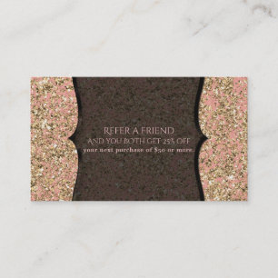 Pink & Gold Glitter Glamour Schwarz Beziehen Sie e Empfehlungskarte