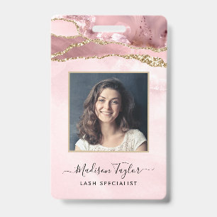 Pink Gold Glitter Marmor Achat Logo Geschäftsauswe Ausweis