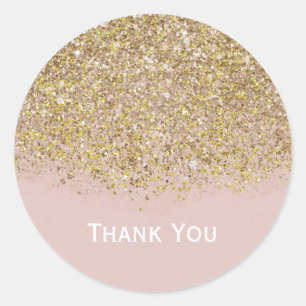 Pink & Gold Glitter Moderne Trendige Glamouröse Ch Runder Aufkleber