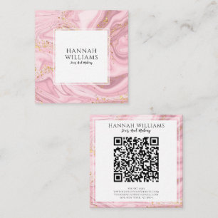 Pink & Gold Glitzer Agate Qr Code Modernes Einziga Quadratische Visitenkarte