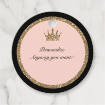 Pink Gold Glitzer & Black Sweet 16 Princess Crown
