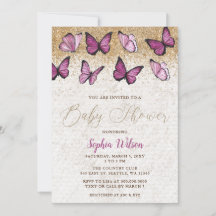 Pink Gold Glitzer Butterfly Babydusche