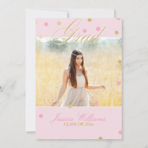 Pink & Gold Glitzer Confetti Abschluss Einladung