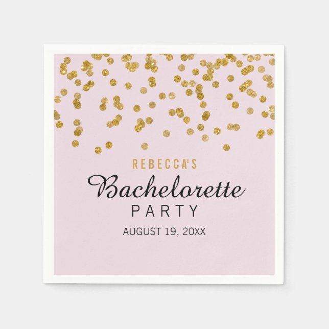 Pink Gold Glitzer Confetti Bachelorette Napkins Serviette (Vorderseite)