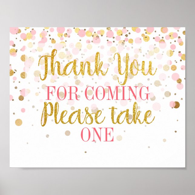Pink Gold Glitzer Confetti Vielen Dank für Ihr Int Poster (Vorne)