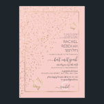 Pink Gold Glitzer Diagonal Confetti Bat Mitzvah Einladung<br><div class="desc">Diese elegante und einzigartige Bat Mitzvah Einladung ist ideal für eine elegante und formelle Veranstaltung. Es verfügt über ein Imitat gedruckt funkelnd Gold Glitzer Konfetti schräg über die Einladung auf einem dünnen goldenen Rechteck Rand mit einem rot rosa Hintergrund bestreut. Es ist schick, modern, luxuriös, hübsch, einfach und trendig; das...</div>