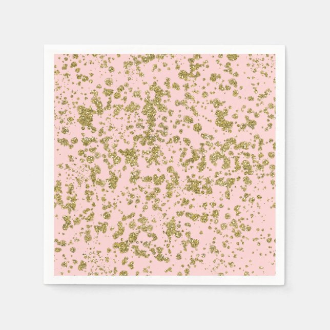 Pink & Gold Glitzer Girly Glam Moderner Spritzer Serviette (Vorderseite)