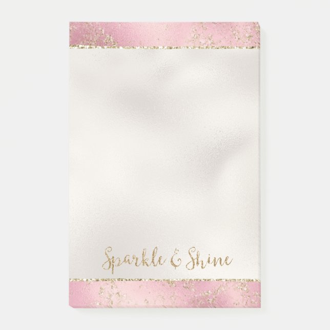 Pink Gold Glitzer Glitz Sparkle   Post-it Klebezettel (Vorderseite)