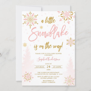 Pink Gold Glitzer Kleine Snowflake Babydusche Einladung