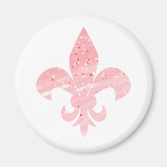 Pink & Gold Glitzer Lilie Magnet (Vorne)