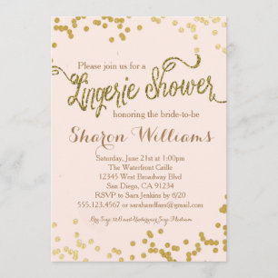 Pink & Gold Glitzer Lingerie Dusche Einladung