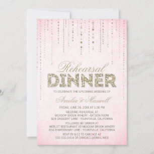 Pink & Gold Glitzer Look Probe Dinner einladen Einladung