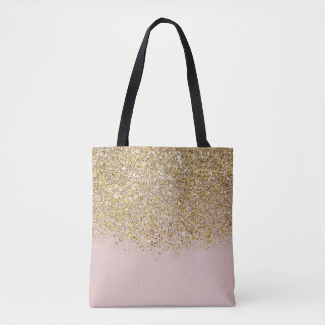 Pink & Gold Glitzer Moderne, trendige Glam Chic Tasche (Vorderseite)