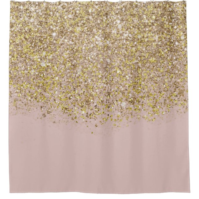 Pink & Gold Glitzer Moderne, trendige Glam Chic Tr Duschvorhang (Vorderseite)