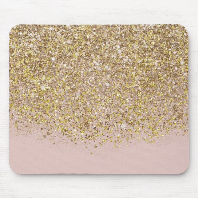 Pink & Gold Glitzer Moderne, trendige Glam Chic Tr Mousepad (Vorne)