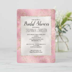 Pink Gold Glitzer Pearl White Brautparty Einladung