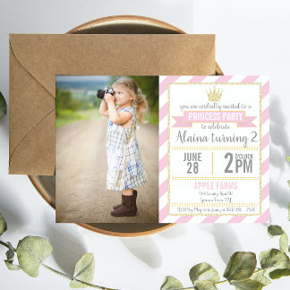 Pink Gold Glitzer Princess Birthday Picture Einlad Einladung