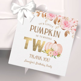 Pink Gold Glitzer Pumpkin Floral Girl 2. Geburtsta Geschenkanhänger