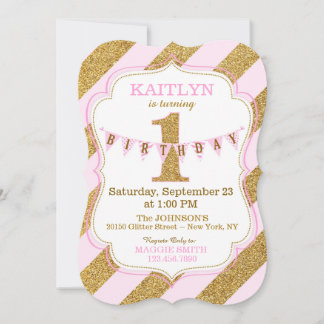 Pink Gold Glitzer Sparkle Einladung zum Geburtstag