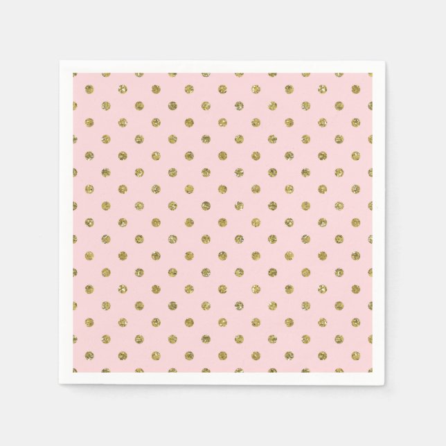 Pink & Gold Glitzer Sparkle Polka Docht Chic Party Serviette (Vorderseite)