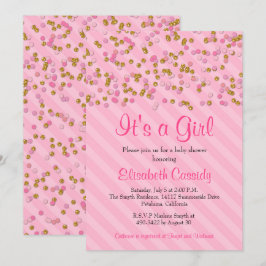 Pink & Gold Glitzer Sprinkle Kinderdusche laden ei Einladung