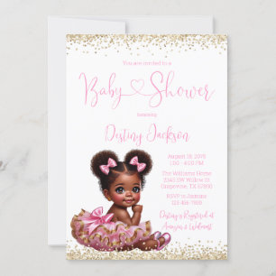 Pink Gold Glitzer Tutu African Girl Baby Dusche Einladung