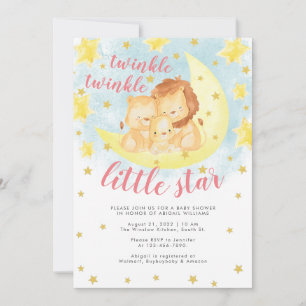 Pink Gold Glitzer Twinkle Little Star Baby Dusche Einladung