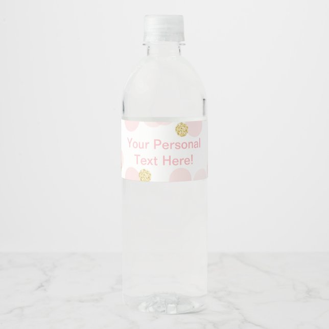 Pink & Gold Glitzer Wasser Flasche Etikett Babydus (Vorderseite)