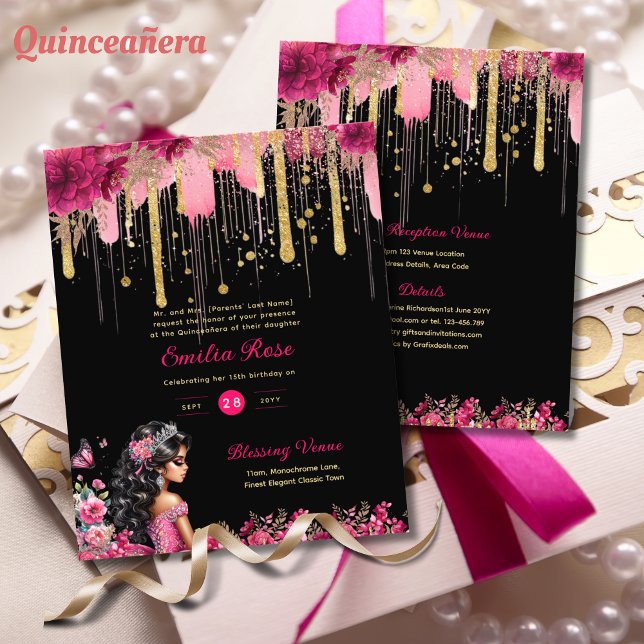 PINK Gold Glitzern Quinceanera Dress Floral Rose (Von Creator hochgeladen)