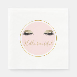 Pink Gold Glitzy Black Eyelashes Serviette