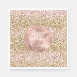Pink Gold Glitzy Girly Sparkle Glitzer Ombre Serviette
