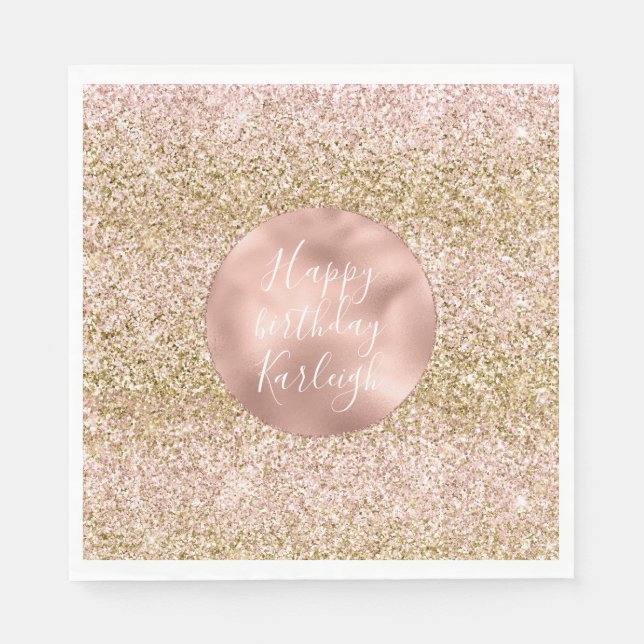 Pink Gold Glitzy Girly Sparkle Glitzer Ombre Serviette (Vorderseite)