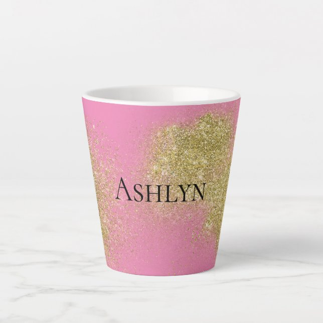 Pink Gold Glitzy Glitzer Milchtasse (Vorderseite)