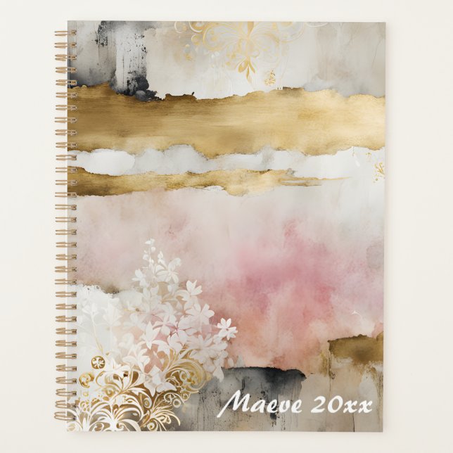 Pink Gold Gray Wabi Sabi Planer (Vorderseite)