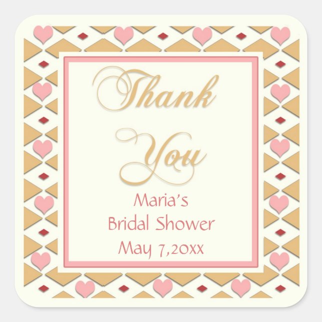Pink Gold Herz Diamonds Danke Stickers (Vorderseite)